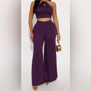 Chic Women's Wide-Leg Set in Deep Purple